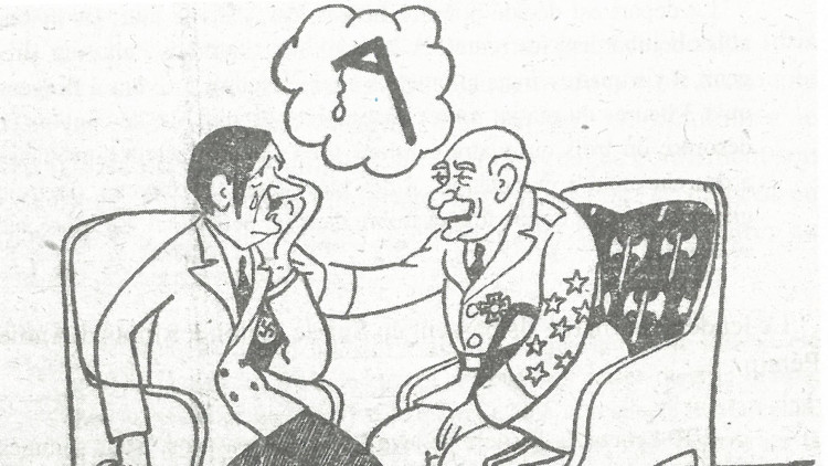 Caricatura d'Adolf Hitler i Philippe Pétain publicada al diari 'L'Humanitè'