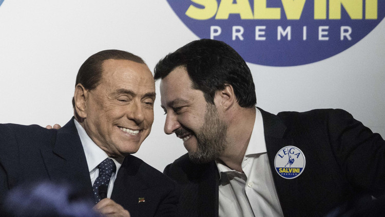 Silvio Berlusconi, de Força Itàlia, i Matteo Salvini, de La Lliga. Efe
