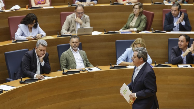 El síndic de Vox a les Corts Valencianes, José María Llanos, amb la bancada del PP de fons| Europa Press