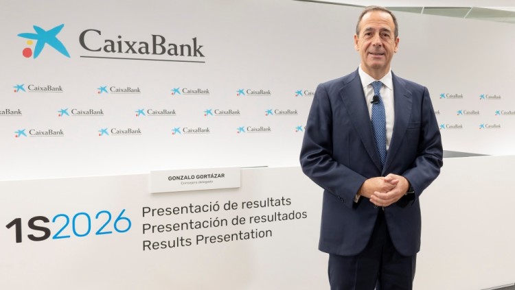 Gonzalo Gortázar, minuts abans de la presentació de resultats de CaixaBank en el primer semestre de 2026.