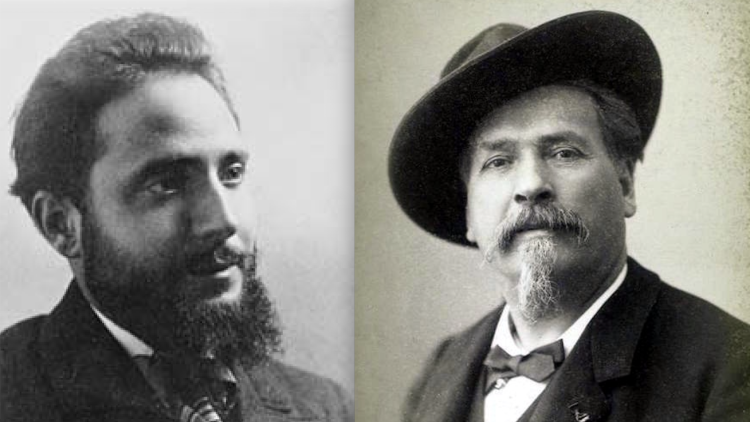 Joan Puig i Ferreter (esquerra) i Frederic Mistral