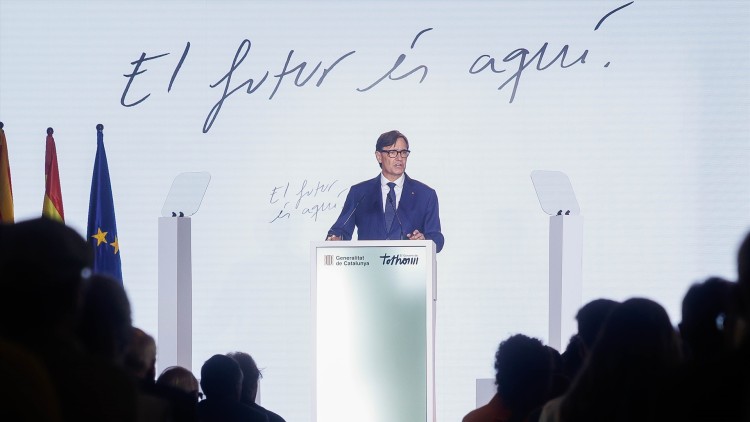 El president català, el socialista Salvador Illa, en la conferència pels seus dos anys de mandat| Europa Press