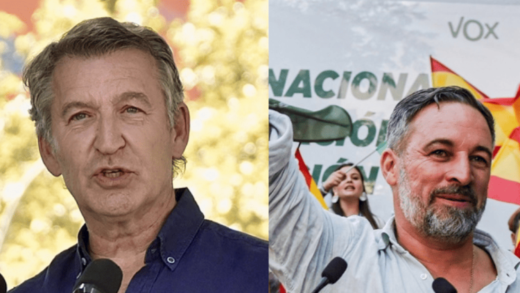 Alberto Núñez Feijóo i Santiago Abascal han posat el focus electoral a Catalunya| Europa Press/EL TEMPS