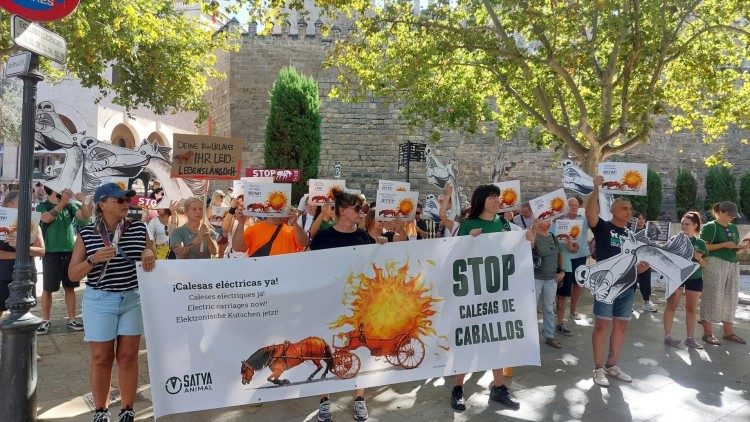 Protesta d'animalistes contra calessers, a Palma (Foto Europa Press)