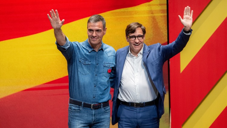 Pedro Sánchez i Salvador Illa són els dos principals referents dels socialistes a escala estatal.. Europa Press