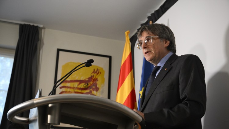 Carles Puigdemont, durant la seva compareixença| Europa Press