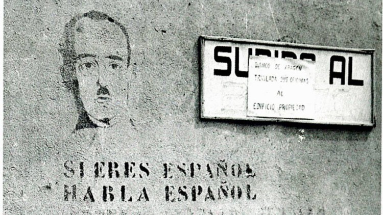 Pintada espanyolista amb la cara del dictador Franco| Cedida a Nació Digital