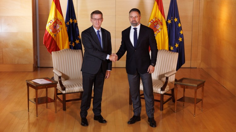 Alberto Núñez Feijóo i Santiago Abascal (Foto Europa Press)