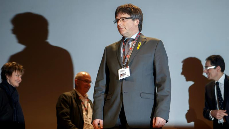 Carles Puigdemont al debat celebrat a Ginebra. Efe