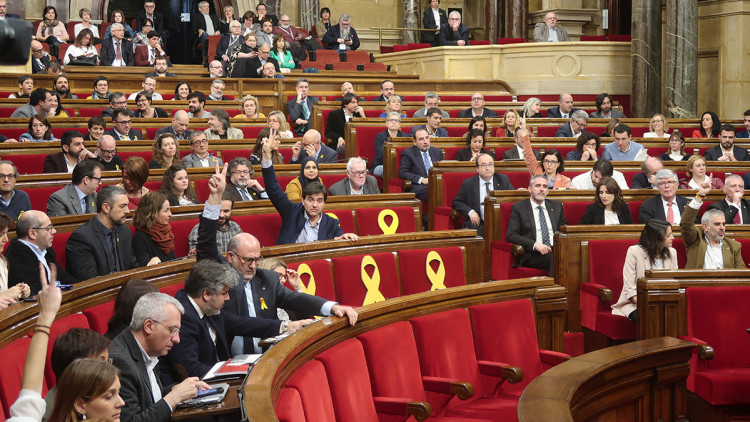 Imatge del Parlament de Catalunya en el ple del 28 de març. Parlament de Catalunya