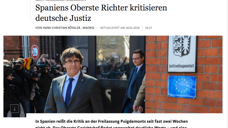 El Frankfurter Allgemeine Zeitung parla de Puigdemont