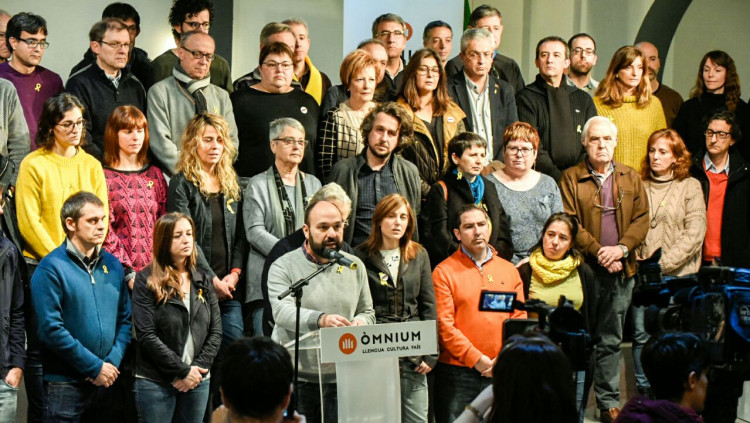 Marcel Mauri en una roda de premsa d'Òmnium. Òmnium Cultural