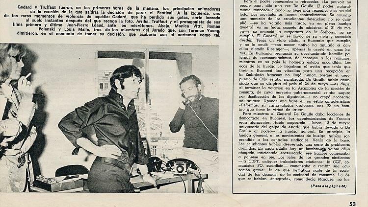 Monica Vitti, Roman Polanski i Louis Malle dimitiren del jurat de Cannes per suspendre el Festival / Triunfo