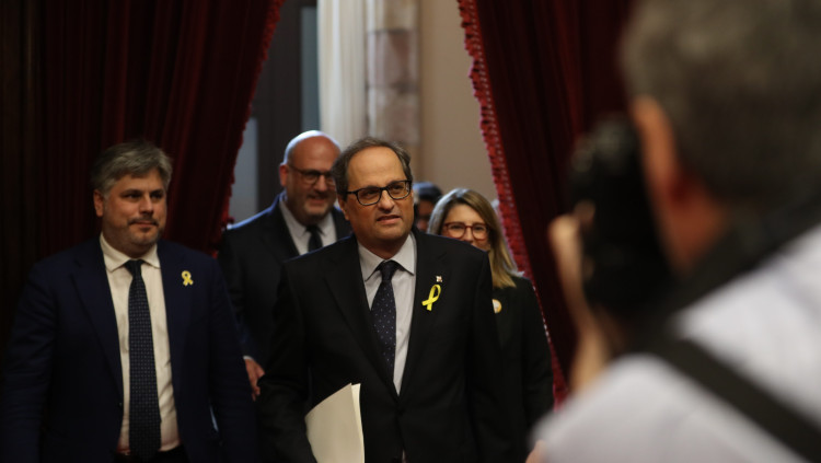Quim Torra entrant a l'hemicicle. Parlament de Catalunya