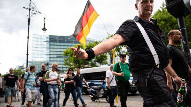Manifestant en una manifestació de l'AfD el 2018 a Berlín