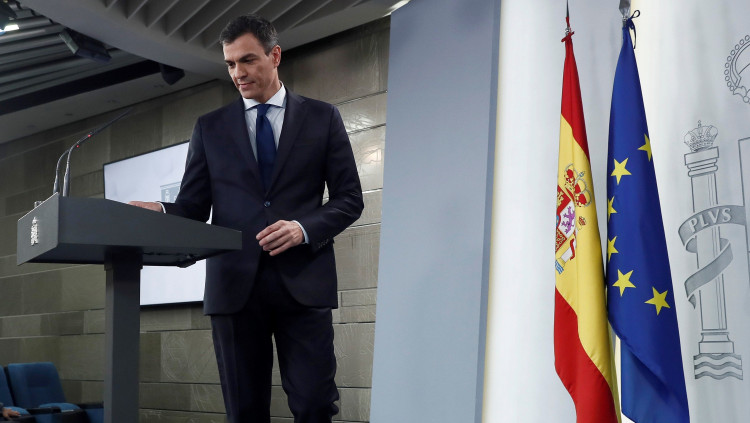 Pedro Sánchez en la roda de premsa en què ha anunciat els nous ministres espanyols. Efe