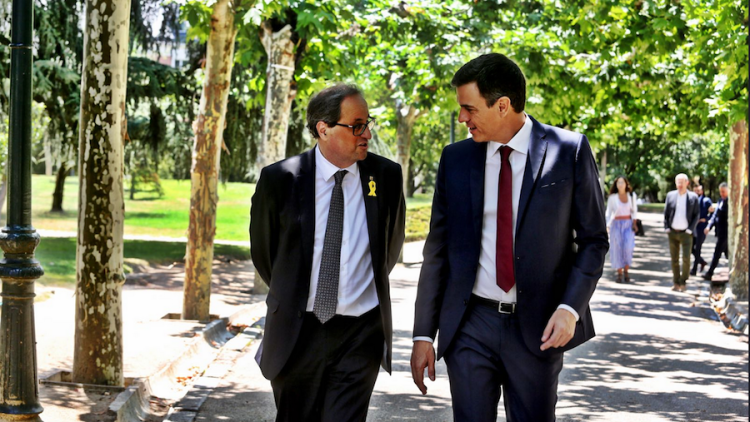 Quim Torra i Pedro Sánchez en la reunió que van mantenir a Moncloa el juliol passat. /Govern de la Generalitat