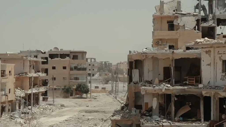 Imatge de Raqqa després d'un bombardeig