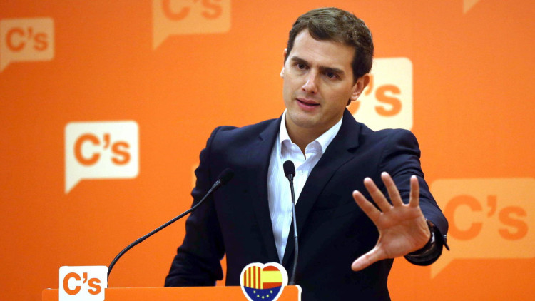 El president de Ciutadans, Albert Rivera, durant un míting del seu partit.. EFE