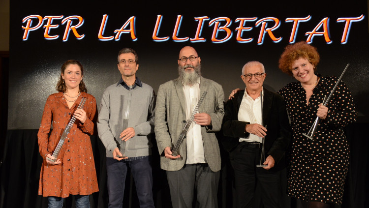 Els premiats, Neus Nadal, Salvador Company, Antoni Martí, Carles Mulet i Queralt Riera.. Prats i Camps