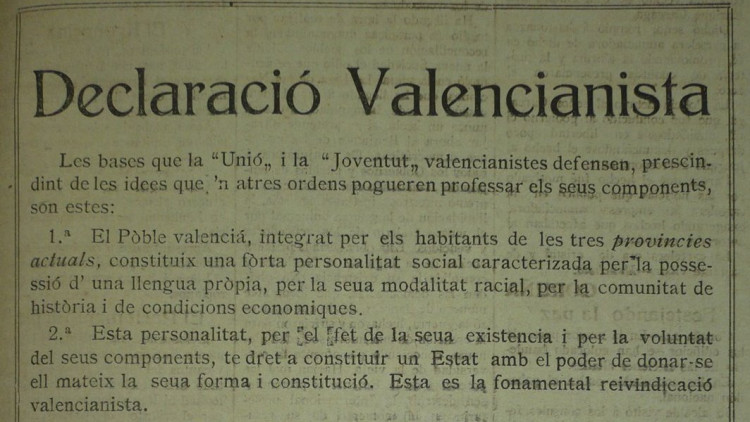 Extracte de la Declaració Valencianista de 1918