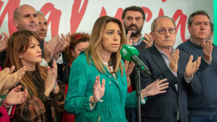 La candidata socialista a la presidència de la Junta d'Andalusia, Susana Díaz, la viva imatge de la derrota.. EFE