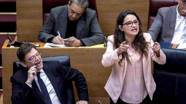 Ximo Puig i Mónica Oltra a les Corts valencianes. Efe