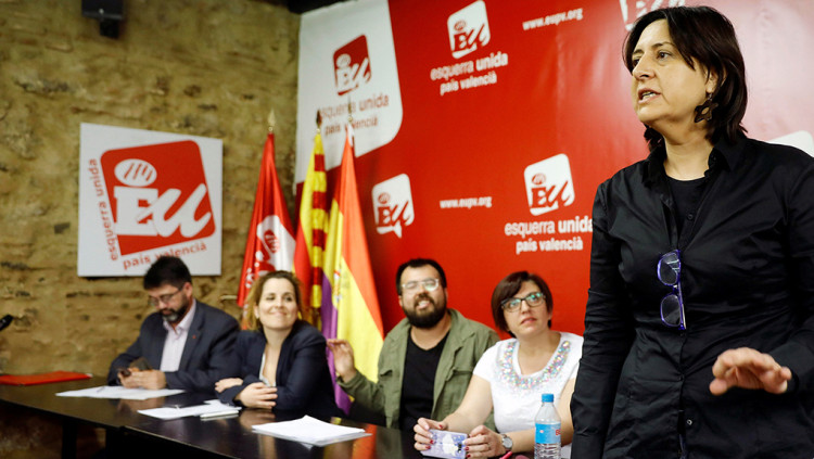 La coordinadora general d'Esquerra Unida del País Valencià, Rosa Pérez Garijo, el dia que va ser escollida pel consell polític de la formació.. EFE