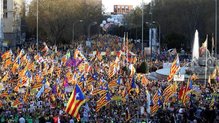 Imatge de la manifestació sobiranista a Madrid. Efe