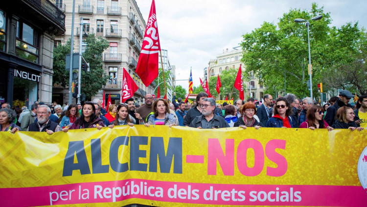 Capçalera d'Intersindical en una manifestació. Efe