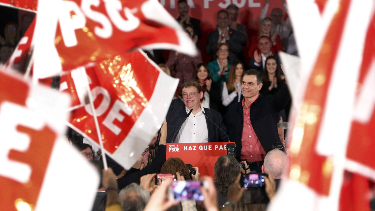 Míting de Pedro Sánchez i Ximo Puig divendres al vespre a Castelló. PSPV-PSOE