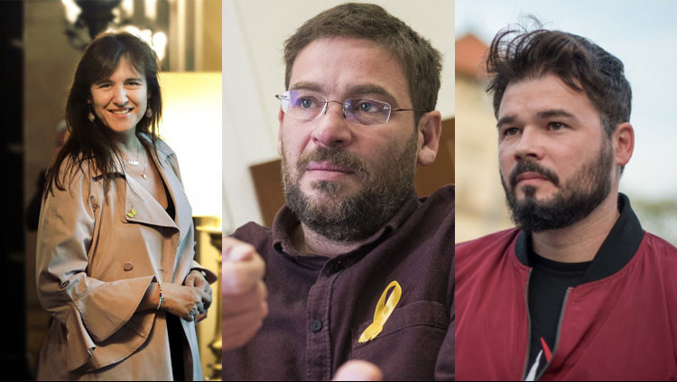 Laura Borràs, Albano Dante Fachín, Gabriel Rufián. /JORDI PLAY - JORDI BORRÀS - ERC
