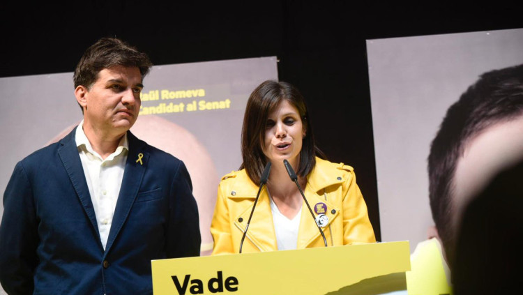 Sergi Sabrià i Marta Vilalta compareixen a la nit electoral d'Esquerra Republicana. Twitter Esquerra Republicana @Esquerra_ERC