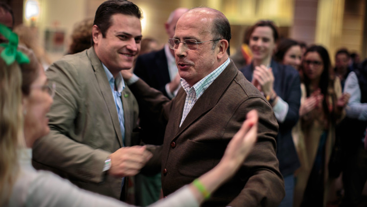 Nit electoral de Vox a València. A la imatge, Ignacio Gil Lázaro, candidat del partit al Congrés per València.. Efe