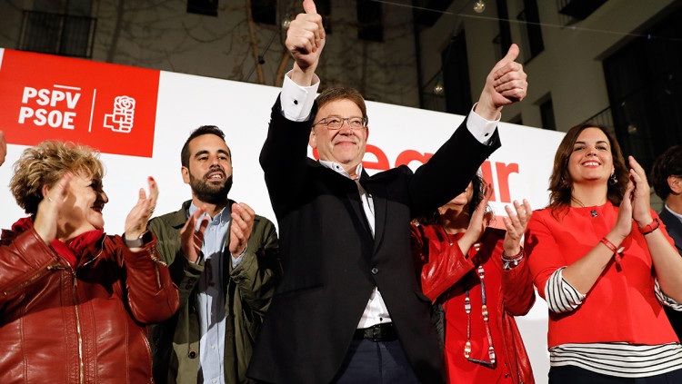 Ximo Puig en la nit electoral del 28A. Efe