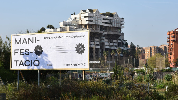 Pancarta de manifestació contra les actuacions urbanístiques que amenacen el territori enclavada al sector del PAI de Benimaclet| Cuidem Benimaclet