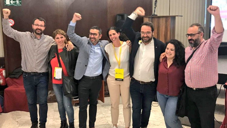 La candidatura d'Esquerra Republicana a Sabadell celebra els set regidors obtinguts. Juli Fernàndez @julifernandez