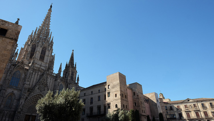 La catedral i les torres de la muralla, al costat del Portal del Bisbe. Eliseu T. Climent