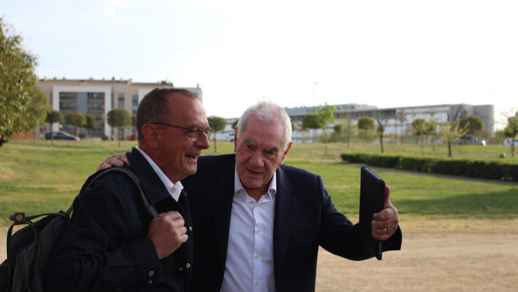 Imatge de l'alcaldable de Lleida, Miquel Pueyo, amb el de Barcelona, Ernest Maragall. Twitter Miquel Pueyo @MiquelPueyo