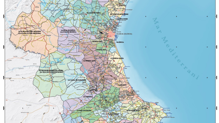 Mapa comarcal valencià impulsat per les Corts Valencianes
