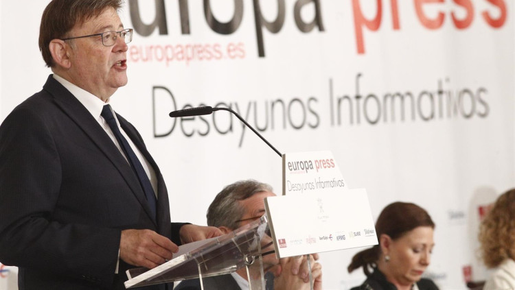 El president valencià, Ximo Puig, al desdejuni madrileny d'Europa Press| Europa Press