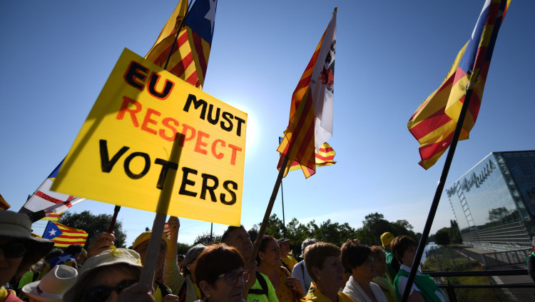 Imatge de la manifestació catalana a Estrasburg. Efe