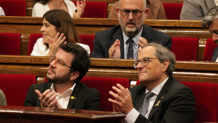 Pere Aragonès i Quim Torra al Parlament de Catalunya. Parlament de Catalunya