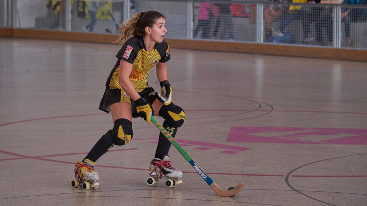 Laura Puigdueta durant un partit amb l'HC Palau Plegamans. Cedida per Laura Puigdueta