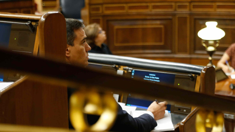 El president espanyol en funcions, Pedro Sánchez, durant el debat d'investidura| Congrés dels Diputats