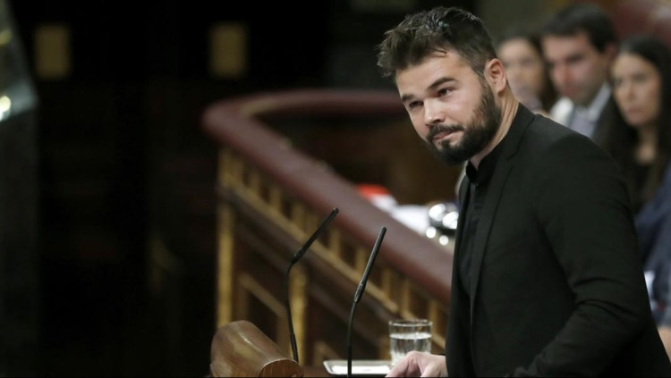Gabriel Rufián, portaveu d'ERC al Congrés espanyol, en una intervenció des de la trona de l'hemicicle.. EFE