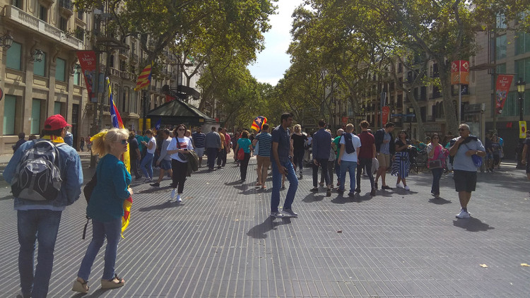 Imatge de la Rambla de Barcelona en la Diada de 2019