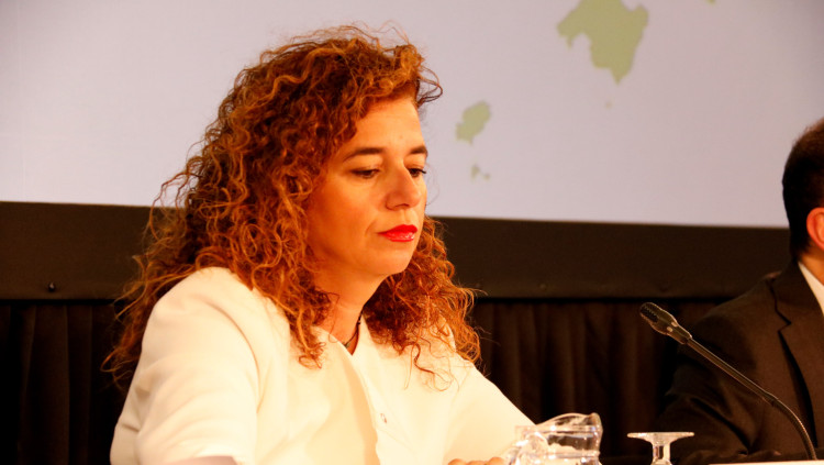 La consellera de Presidència de les Illes Balears, Pilar Costa, durant l'assemblea de l'Euroregió Pirineus-Mediterrània. Imatge del 4 de febrer del 2019. Agència Catalana de Notícies