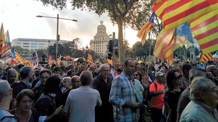 Imatge de la manifestació del primer aniversari de l'1 d'octubre a Barcelona. Europa Press