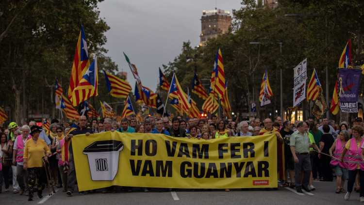 Manifestació pel segon aniversari de l'1 d'octubre a Barcelona. Europa Press